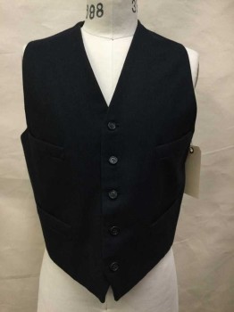 Navy Blue, Wool, Heathered, Heather Navy with Faint Navy Stripes, Button Front, 4 Pockets,