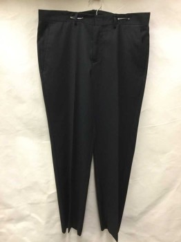 STRUCTURE, Black, Polyester, Wool, Solid, Flat Front, Zip Front,