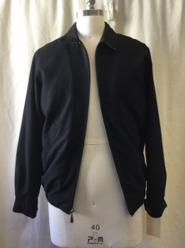 PETER MILLAR, Black, Polyester, Nylon, Solid, Zip Front, Collar Attached, 2 Pockets, Elastic Bottom
