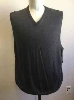 IZOD, Dk Gray, Cotton, Acrylic, Solid, V-neck, Pull Over