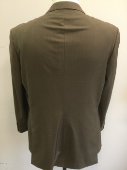 GIOVANNI TESTI, Brown, Polyester, Viscose, Solid, Single Breasted, 2 Buttons,  Notched Lapel,