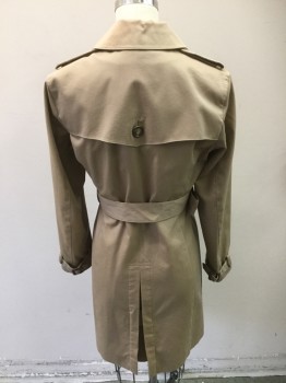 BROOKS BROTHERS, Khaki Brown, Cotton, Double Breasted, Epaulets, Self Belt