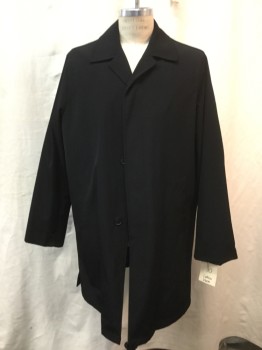 Mens, Coat, Trenchcoat, CALVIN KLEIN, Black, Polyester, Solid, 46, 2 Pieces___ Barcode in Outter Shell, Zip Out Lining Has Barcode Number Written on Back Neck. Single Breasted, Concealed Button Placket, 2 Pockets,
