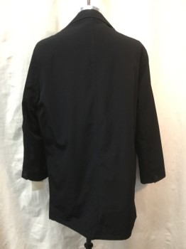 Mens, Coat, Trenchcoat, CALVIN KLEIN, Black, Polyester, Solid, 46, 2 Pieces___ Barcode in Outter Shell, Zip Out Lining Has Barcode Number Written on Back Neck. Single Breasted, Concealed Button Placket, 2 Pockets,