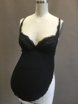 MTO/VICTORIA'S SECRE, Black, Nylon, Polyester, Solid, Black Lace Bra with Pregnancy Pad, Hook & Eye Closures