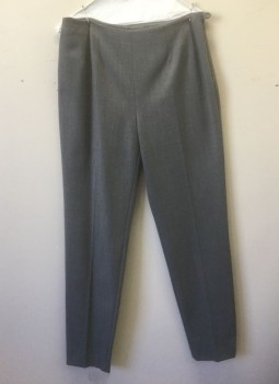 PIAZZA SEMPIONE, Gray, Wool, Polyamide, Solid, High Waist, Relaxed Leg Slightly Tapered at Hem, Darts at Waist, Invisible Zipper at Side