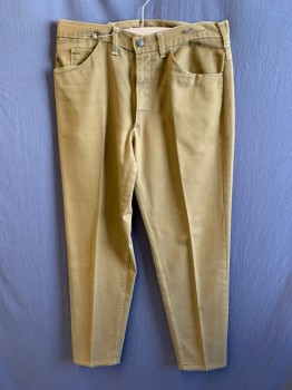 N/L, Caramel Brown, Cotton, Solid, Twill, Zip Fly, 5 Pockets, Belt Loops