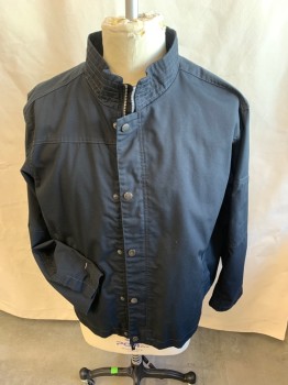 HARRITON, Black, Heather Gray, Polyester, Cotton, Solid, Heathered, Horizontal Quilt Collar Attached, Zip Front & Snap Front, 2 Pockets, Long Sleeves (1 Tiny Pocket on Left Sleeves), Heather Gray Lining