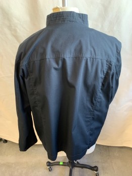 HARRITON, Black, Heather Gray, Polyester, Cotton, Solid, Heathered, Horizontal Quilt Collar Attached, Zip Front & Snap Front, 2 Pockets, Long Sleeves (1 Tiny Pocket on Left Sleeves), Heather Gray Lining