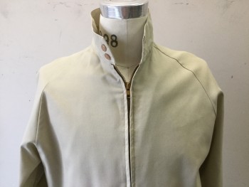 AUBURN, Khaki Brown, Polyester, Cotton, Solid, Zip Front, Collar Attached, 2 Pockets, Lightweight Jacket
