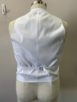 TAZIO, White, Polyester, Solid, V-neck, Button Front, Adjustable Back, 3 Pockets,