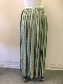 MTO, Sage Green, Rayon, Diamonds, Floral, Full Length Underskirt, Flat Front, Side and Back Gathers, Grosgrain Waistband, Zip Back,