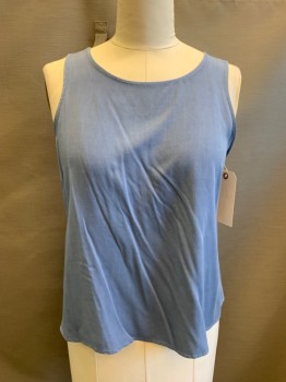Womens, Top, ANA, Dusty Blue, Rayon, Solid, L, Sleeveless, Keyhole Back, Pullover,