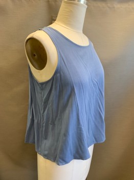 Womens, Top, ANA, Dusty Blue, Rayon, Solid, L, Sleeveless, Keyhole Back, Pullover,