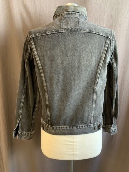 Womens, Jean Jacket, LEVI'S , Black, Cotton, M, Collar Attached, Button Front, Long Sleeves, 2 Flap Chest Pockets, 2 Side Pockets at Waist