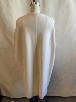 Womens, Poncho, NL, Ivory White, Wool, Solid, S, Sleeveless, Dual Zip Front, Button at Neck