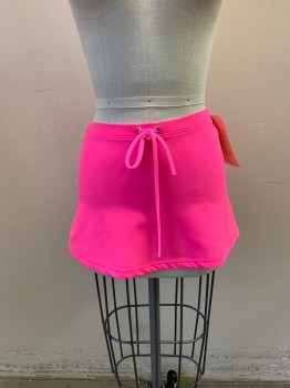 Womens, Skirt, Mini, BIKI, Hot Pink, Spandex, Solid, S, Dayglow Pink Mini, Elastic Waist, Self Tie Front for Decor