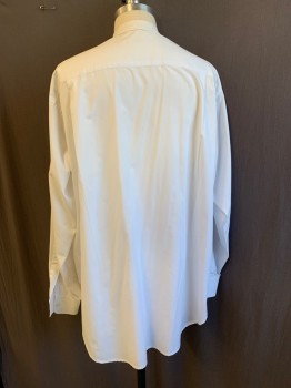 Mens, Shirt 1890s-1910s, MTO, White, Cotton, Solid, 38, 15.5, Band Collar, Button Front, L/S