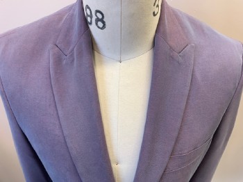 INC, Lavender Purple, Silk, Solid, 2 Buttons, Peaked Lapel, 2 Patch Pocket,  2 Welt Pocket,