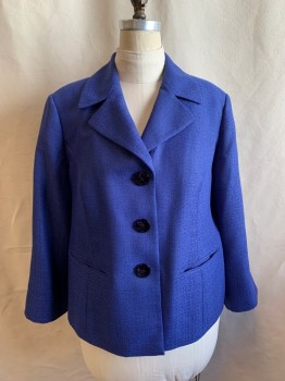 SUIT STUDIO, Primary Blue, Dk Blue, Polyester, Speckled, Notched Lapel, 3 Large Buttons, 2 Pockets