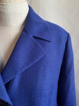 Womens, Blazer, SUIT STUDIO, Primary Blue, Dk Blue, Polyester, Speckled, 16W, Notched Lapel, 3 Large Buttons, 2 Pockets