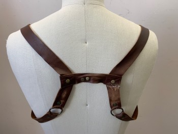 Unisex, Sci-Fi/Fantasy Harness, MTO, Brown, Leather, 42, Aged/Distressed,  Buckle and Rivets