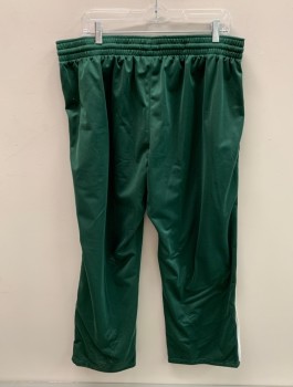 TEAMWORK, Emerald Green, White, Polyester, Solid, Elastic & Drawstring Waist, 2 Side Pockets, White Side Piping, Side Zips @ Ankle, White Insert @ Cuff