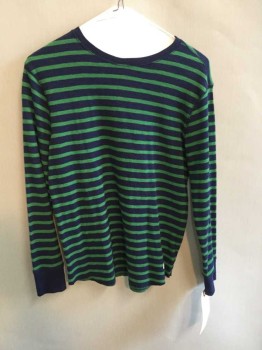 Gap Kids, Navy Blue, Green, Cotton, Stripes - Horizontal , Boys Round Neck,  Long Sleeves, Waffel Weave See Photo Attached,