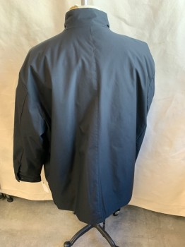 SYNERGY, Black, Polyester, Solid, Collar Attached, Lightly Padded, Blacking Lining, Zip Front, 2 Pockets with Flap, and 2 on the Side, Long Sleeves,