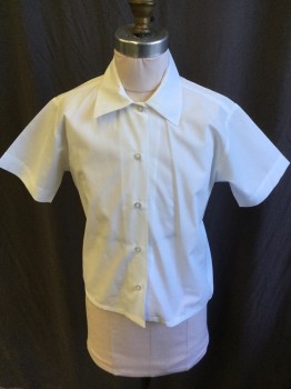 FLYNN O'HARA, White, Cotton, Polyester, Solid, (2) Girl, Collar Attached, Button Front, Short Sleeves,