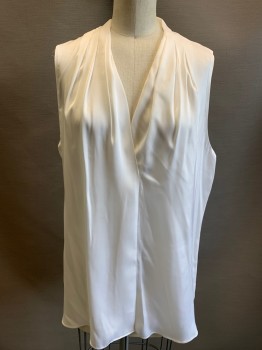 KOBI HALPERIN, White, Silk, Solid, Pullover, Slvls, Pleated at Shoulders That Release at Bust,