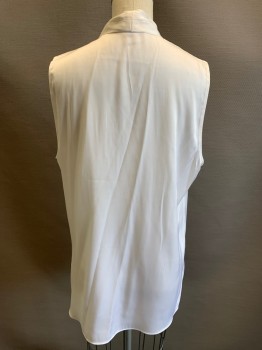 KOBI HALPERIN, White, Silk, Solid, Pullover, Slvls, Pleated at Shoulders That Release at Bust,