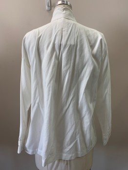 ESKANDAR, Off White, Cotton, Solid, L/S, Button Front, Collar Attached,