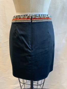 Womens, Skirt, Mini, FRENCH CONNECTION, Black, Red, Sky Blue, French Blue, Beige, Poly/Cotton, Elastane, Geometric, Abstract , 4, Sequins & Beaded Assorted Abstact Pattern, Zip Back