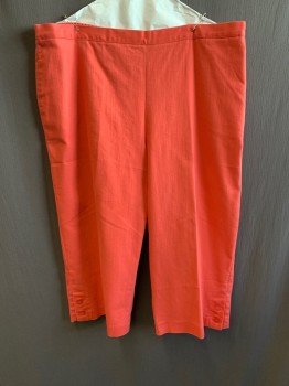 Womens, Capri Pants, ALFRED DUNNER, Coral Orange, Poly/Cotton, Spandex, Solid, 18, Elastic Waist at Back, Side Pockets, 2 Buttons at Hem on Each Leg