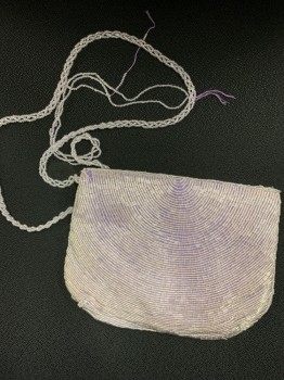Womens, Purse, JEROME, Lavender Purple, Clear, Polyester, Solid, Envelope Close, Beaded Strap Broken