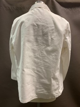 CANADIAN, Off White, Polyester, Cotton, Solid, 3 Buttons, Single Breasted, Notched Lapel, 3 Pockets,
