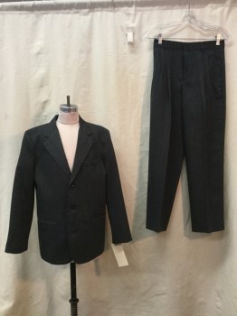 Childrens, Suit Piece 1, CITY STREETS, Heather Gray, Black, Synthetic, Wool, 2 Color Weave, 16 R, Heather Gray, Notched Lapel, 3 Pockets,