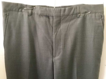 KENNETH COLE, Brown, Wool, Solid, Flat Front, 4 Pockets, Tab Waistband,