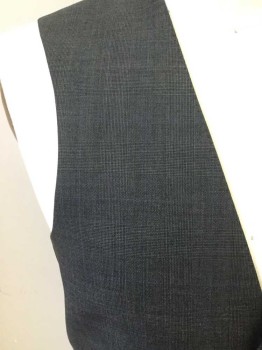 Mens, Suit, Pants, RALPH LAUREN, Gray, Black, Blue, Wool, Plaid, 38, 5 Buttons, 2 Pockets, Silk Backed, Silk Back Tie with Belt Loops