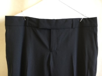 BANANA REPUBLIC, Black, Wool, Spandex, Solid, 1.5" Waistband with Belt Hoops, Flat Front, Zip Front, 4 Pockets, Low-rise