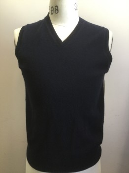 UNIQLO, Navy Blue, Cashmere, Solid, V-neck, Pull Over