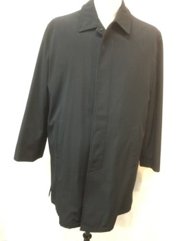 Mens, Coat, Trenchcoat, DKNY, Black, Polyester, Solid, 44, 2 Pieces___ Barcode in Outter Shell, Zip Out Lining Has Barcode Number Written on Back Neck. Single Breasted, Hidden Button Placket, 2 Pockets,
