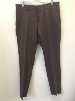 MARZOTTO, Plum Purple, Wool, Solid, Flat Front, Zip Fly, 4 Pockets, Slim Leg, **Multiples