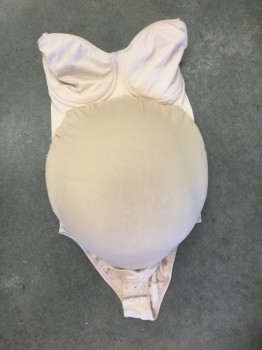 N/L, Beige, Polyester, Spandex, Solid, Base is Beige All in One Lingerie Shapewear, Stuffed Pregnant Belly Added