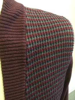 ALFANI, Maroon Red, Gray, Black, Red, Cotton, Check , Solid, 5 Buttons, Maroon Edging and Solid Back