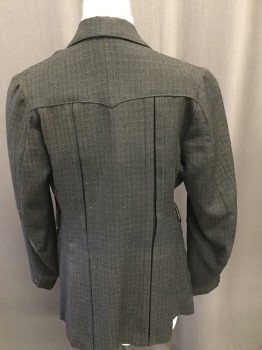 Childrens, Jacket 1890s-1910s, MTO, Espresso Brown, Black, Tan Brown, Wool, Plaid - Tattersall, 34, Notched Lapel, Single Breasted, Belt Loops, Patch Pockets with Button, Hidden Pleats in Back
