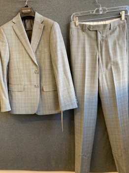 Childrens, Suit Piece 1, MICHAEL KORS, Gray, Dk Gray, Lt Gray, Wool, Polyester, Plaid, 31C, 12R, 26w, Single Breasted, 2 Buttons,  Notched Lapel, 3 Pockets,