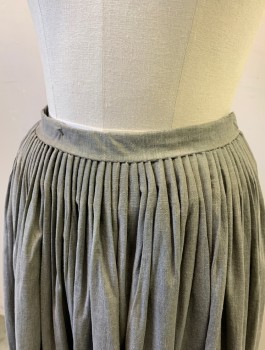 Womens, Historical Fiction Skirt, N/L MTO, Gray, Cotton, Solid, W:26, 1" Wide Self Waistband, Cartridge Pleated Around Waist, Floor Length, Aged - Dirty/Muddy Hem, Made To Order Reproduction