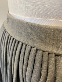N/L MTO, Gray, Cotton, Solid, 1" Wide Self Waistband, Cartridge Pleated Around Waist, Floor Length, Aged - Dirty/Muddy Hem, Made To Order Reproduction